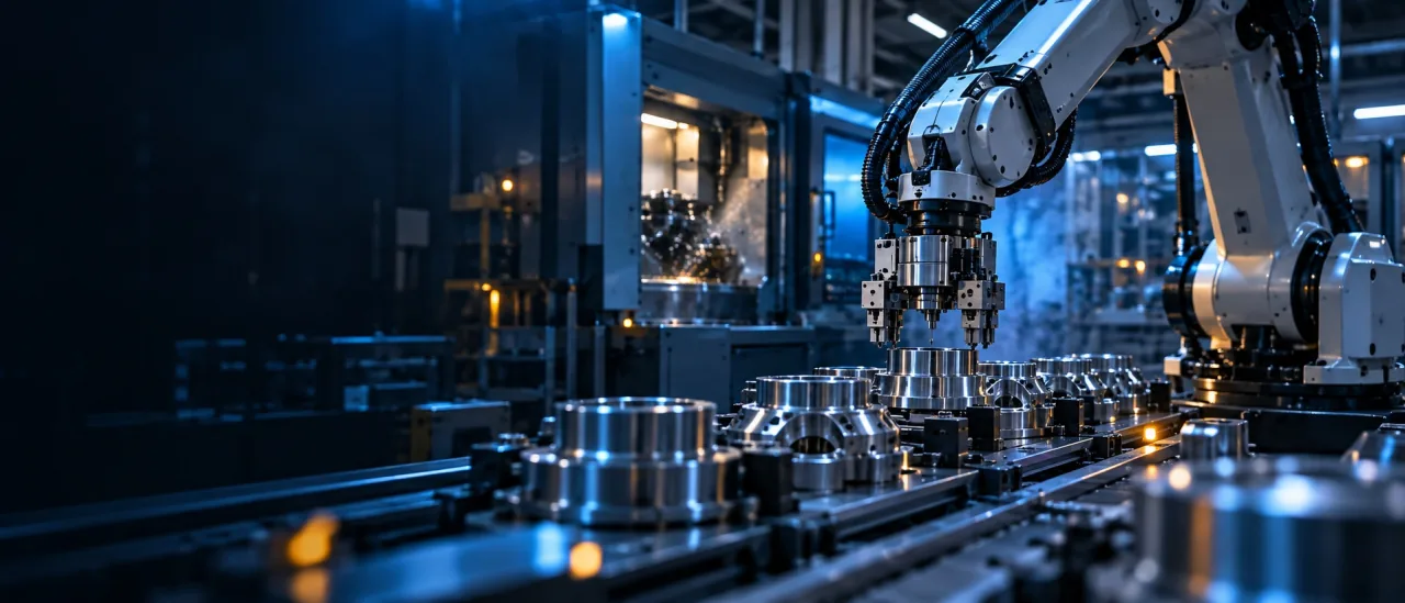 Produktionshalle mit Anlagen und Materialwegen